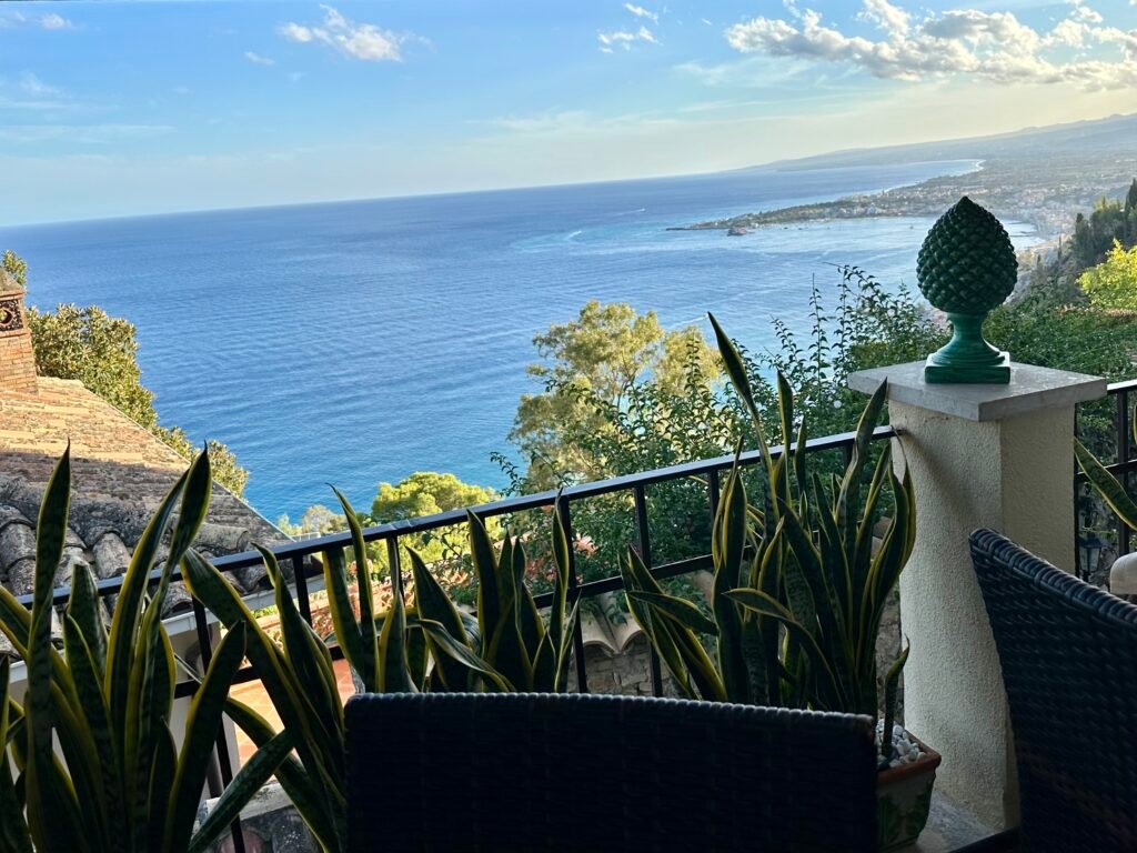 Taormina Sicily view overlooking the Ionian Sea
